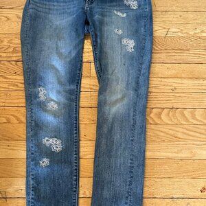 Embroidered-flower Levi's 711 Skinny jeans